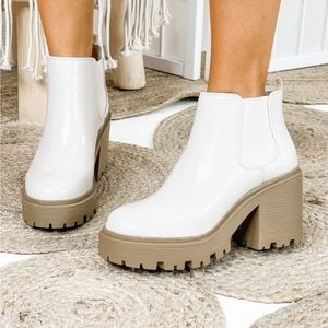 Bone Chelsea Lug Sole Ankle Boots
